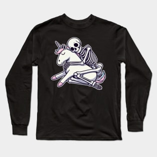 skeleton cuddling unicorn Long Sleeve T-Shirt